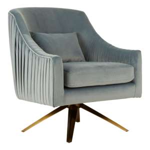 Agnetas Velvet Bedroom Chair In Blue With Gold Legs