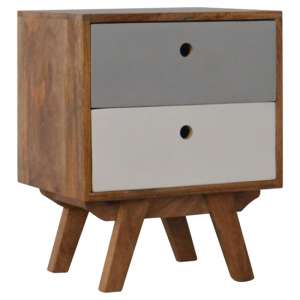 Agoura Wooden Bedside Cabinet In Oak Ish And Grey