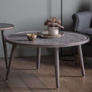 Agra Wooden Coffee Table In Grey Copper