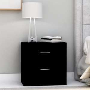 Aimo Wooden Bedside Cabinet With 2 Drawers In Black