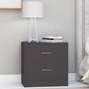 Aimo Wooden Bedside Cabinet With 2 Drawers In Grey