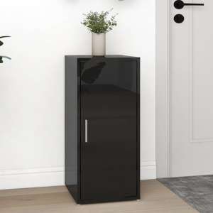 Airell High Gloss Shoe Storage Cabinet With 5 Shelves In Black