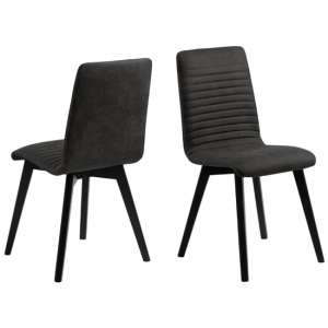 Airway Anthracite Fabric Dining Chairs In Pair