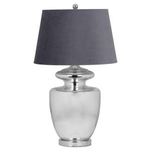 Aisha Glass Table Lamp In Antique Silver With Black Shade