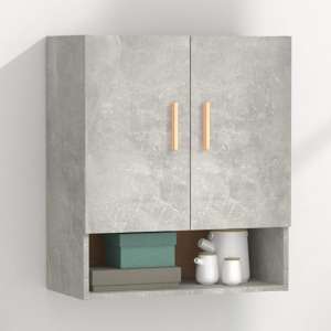 Aizza Wooden Wall Storage Cabinet With 2 Door In Concrete Effect