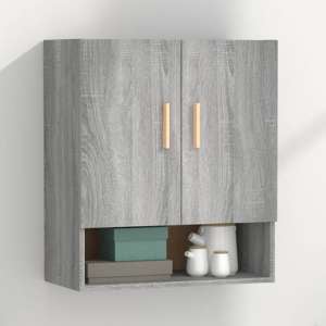 Aizza Wooden Wall Storage Cabinet With 2 Door In Grey Sonoma Oak