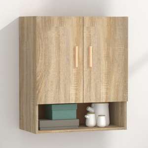 Aizza Wooden Wall Storage Cabinet With 2 Doors In Sonoma Oak