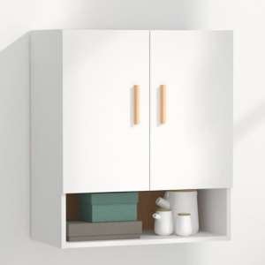 Aizza Wooden Wall Storage Cabinet With 2 Doors In White