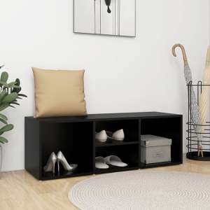 Akinori Wooden Shoe Storage Bench With 4 Shelves In Black