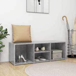 Akinori Wooden Shoe Storage Bench With 4 Shelves In Concrete Effect