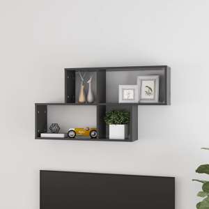 Akua Wooden Wall Cube Shelf In Grey