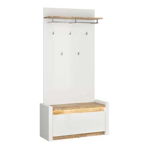 Alameda High Gloss Coat Rack And Bench In White With LED