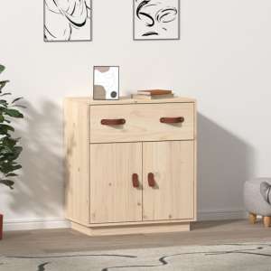 Alawi Pine Wood Sideboard With 2 Doors 1 Drawer In Natural