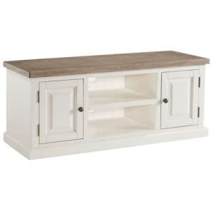 Alaya Wooden Large TV Stand In Stone White Finish
