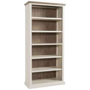 Alaya Wooden Tall Bookcase In Stone White Finish