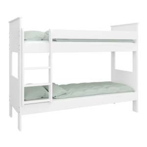 Alba Wooden Children Narrow Bunk Bed In White