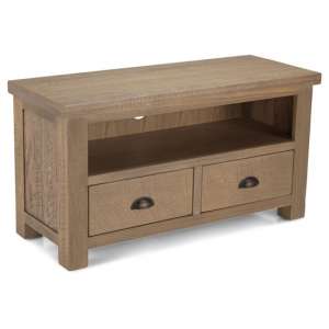 Albas Wooden Small TV Unit In Planked Solid Oak