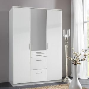 Alberta Mirror Wardrobe In Alpine White With 3 Doors