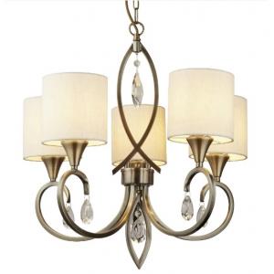 Alberto 5 Light Pendant In Antique Brass With Crystal Drops