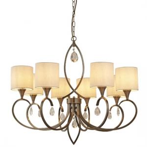 Alberto 8 Light Pendant In Antique Brass With Linen Drops