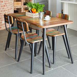 Albion Small Dining Table In Reclaimed Wood With 4 Chairs