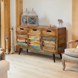 Albion Wooden Sideboard Large In Reclaimed Wood With 3 Doors