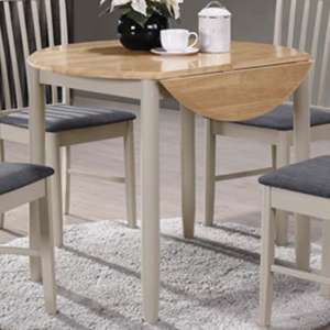 Alcor Round Drop Leaf Dining Table In Stone Grey And Oak