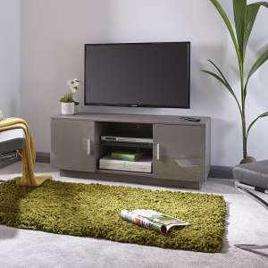 Lynton TV Stand In Grey With High Gloss Fronts With 2 Doors