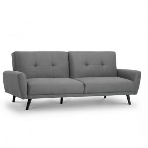 Aldonia Fabric Sofa Bed In Mid Grey Linen With Wooden Legs