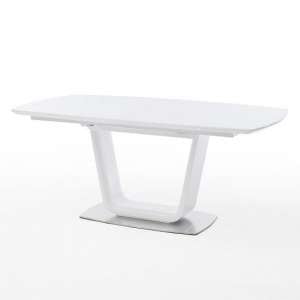 Alecta Glass Extendable Dining Table In White With Steel Base
