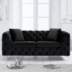 Alegria Chesterfield Velvet 2 Seater Sofa In Black