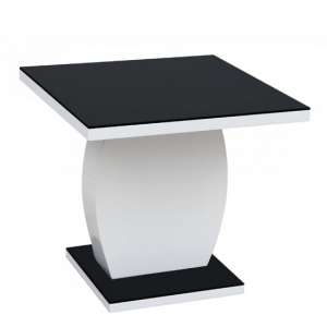 Eira Glass Lamp Table Square In Black And High Gloss