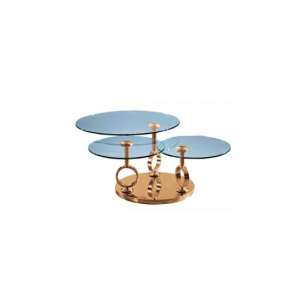 Aleria Rotating Glass Coffee Table In Clear And Rosegold Base