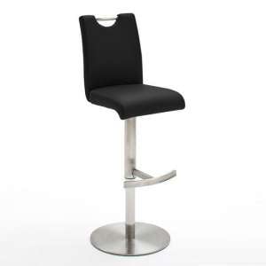Alesi Gas Lift Bar Stool In Black With Stainless Steel Base