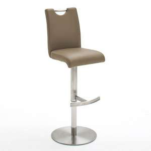 Alesi Gas Lift Bar Stool In Cappuccino With Stainless Steel Base