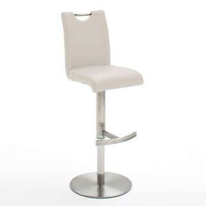 Alesi Gas Lift Bar Stool In White With Stainless Steel Base