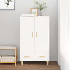 Aleta High Gloss Highboard With 2 Doors 1 Drawer In White