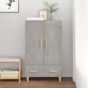 Aleta Wooden Highboard With 2 Doors 1 Drawer In Concrete Effect