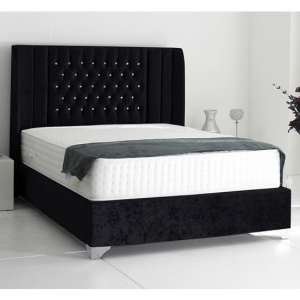Alexandria Plush Velvet Upholstered Small Double Bed In Black