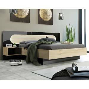 Alfie High Gloss Double Bed In Black And Oak With LED