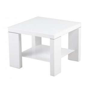 Ledbury Glass Side Table Square With White High Gloss