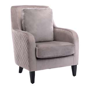 Alfraton Velvet Lounge Chair In Mink With Black Legs