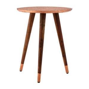 Algieba Carve Wooden Side Table In Copper