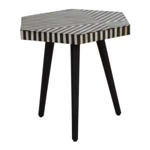 Algieba Hexagonal Wooden Side Table In Monochromatic Effect