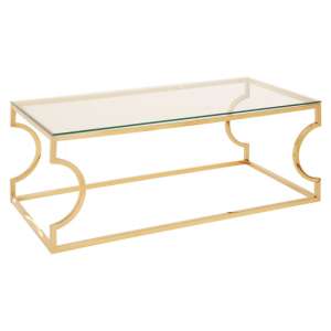 Algorab Clear Glass Rectangle Coffee Table With Curved Frame