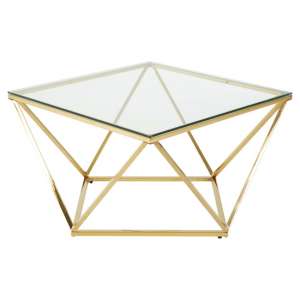 Algorab Clear Glass Side Table With Gold Finish Twist Design