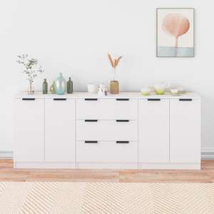 Algot Wooden Sideboard With 4 Doors 3 Drawers In White