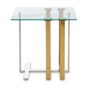 Alicante Clear Glass End Table With Gold And Silver Legs