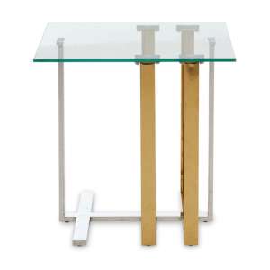 Alicante Clear Glass End Table With Gold And Silver Legs
