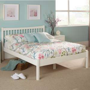 Alice Hevea Wooden Small Double Bed In Opal White
